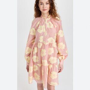 Stine Goya Jasmine Dress in Freedom Flower Grapefruit Butter Yellow Sz XXS